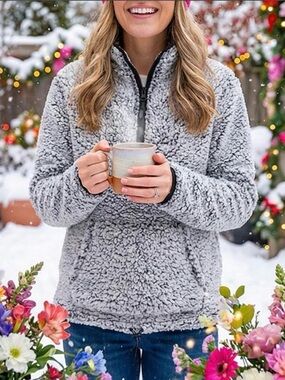 Victoria's Secret PINK Black and White Sherpa Pullover